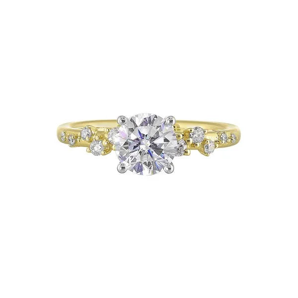 14Kt White Yellow Semi Mount 1/5Ctw For 1Ct Round Center