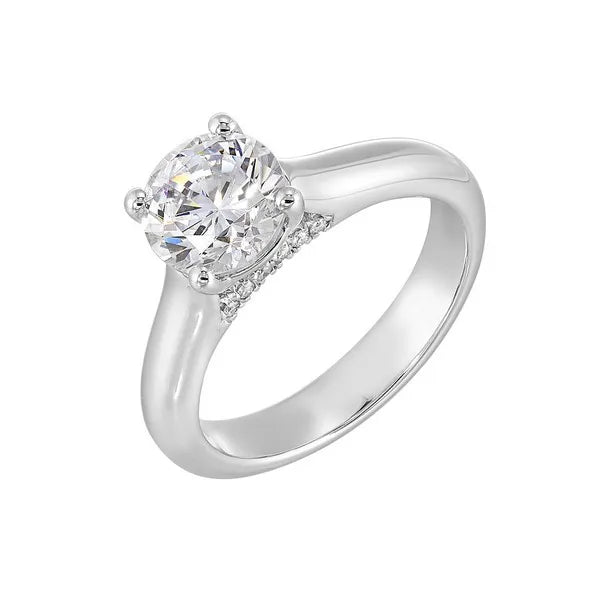 14Kt White Semi Mount 1/20Ctw For 1 1/2Ct Round Center
