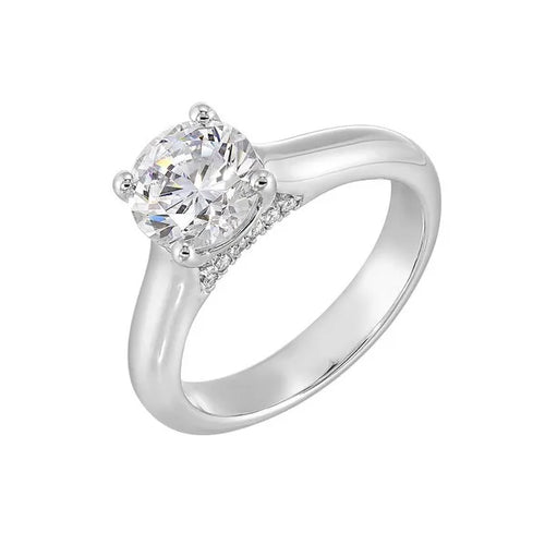 14Kt White Semi Mount 1/20Ctw For 1 1/2Ct Round Center