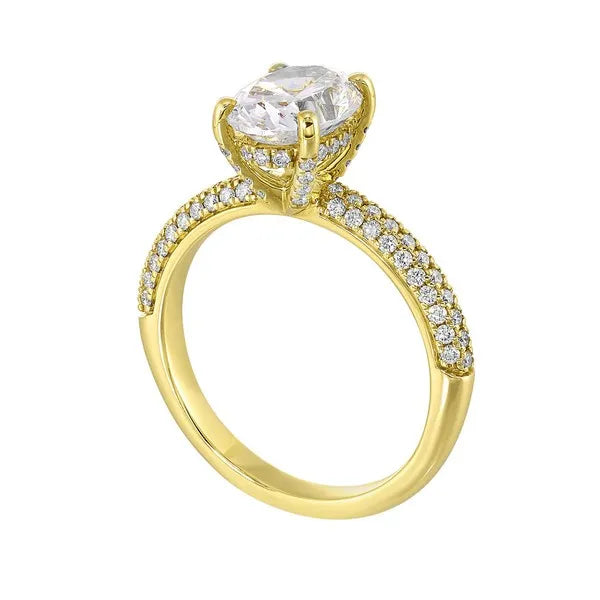14Kt White Semi Mount 3/8Ctw For 2Ct Oval Center