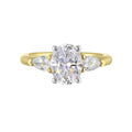 14Kt White Yellow Semi Mount 1/2Ctw For 2Ct Oval Center