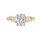 14Kt White Yellow Semi Mount 1/2Ctw For 2Ct Oval Center