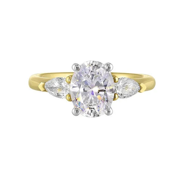 14Kt White Yellow Semi Mount 1/2Ctw For 2Ct Oval Center