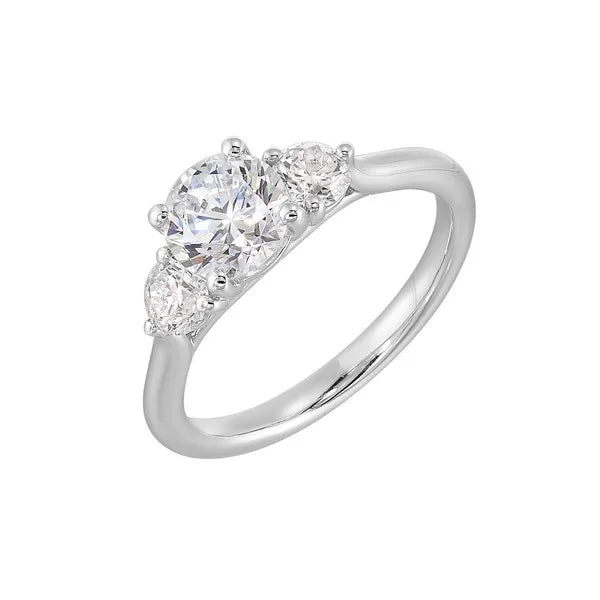 14Kt White Semi Mount 1/2Ctw For 1Ct Round Center