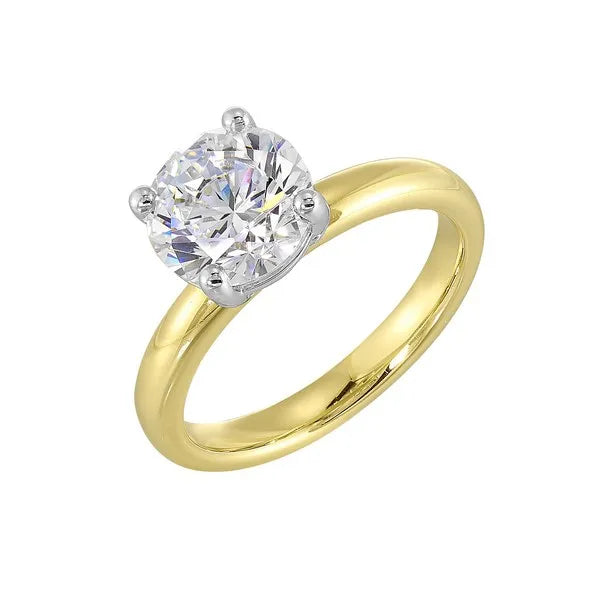 14Kt White Yellow Semi Mount For 2Ct Round Center