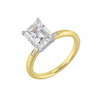 14Kt White Yellow Semi Mount 1/15Ctw For 2Ct Emeral Cut Center