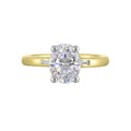 14Kt White Yellow Semi Mount 1/20Ctw For 2Ct Oval Center