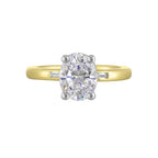 14Kt White Yellow Semi Mount 1/20Ctw For 2Ct Oval Center