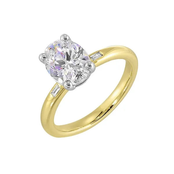 14Kt White Yellow Semi Mount 1/20Ctw For 2Ct Oval Center