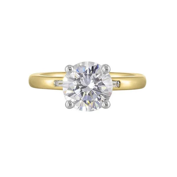 14Kt White Yellow Semi Mount 1/15Ctw For 2Ct Round Center