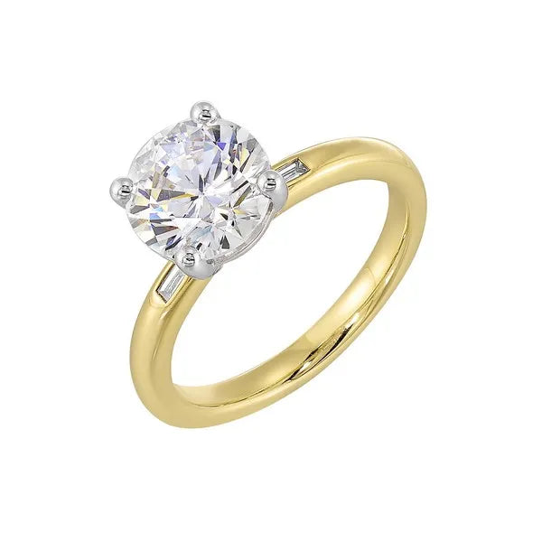 14Kt White Yellow Semi Mount 1/15Ctw For 2Ct Round Center