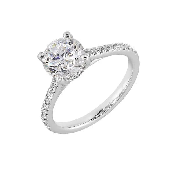 14Kt White Semi Mount 1/5Ctw For 1 1/2Ct Round Center