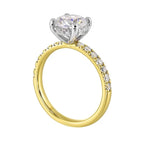 14Kt White Yellow Semi Mount 3/8Ctw For 1 1/2Ct Round Center