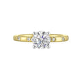 14Kt White Yellow Semi Mount 1/12Ctw For 1Ct Round Center