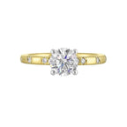 14Kt White Yellow Semi Mount 1/12Ctw For 1Ct Round Center