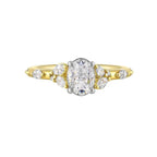 14Kt White Yellow Semi Mount 1/3Ctw For 1Ct Oval Center