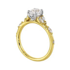 14Kt White Yellow Semi Mount 1/3Ctw For 1Ct Oval Center