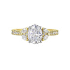 14Kt White Yellow Semi Mount 1/2Ctw For 1 1/2Ctw Oval Center