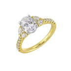 14Kt White Yellow Semi Mount 1/2Ctw For 1 1/2Ctw Oval Center