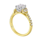 14Kt White Yellow Semi Mount 1/2Ctw For 1 1/2Ctw Oval Center