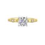 14Kt White Yellow Semi Mount 1/25Ctw For 1Ct Round Center