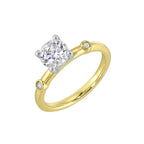 14Kt White Yellow Semi Mount 1/25Ctw For 1Ct Round Center