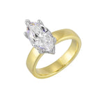 14Kt White Yellow Semi Mount 1/10Ctw For 2 1/2Ct Marquise Center