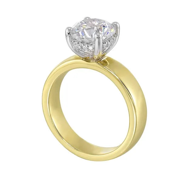 14Kt White Yellow Semi Mount 1/10Ctw For 2Ct Round Center