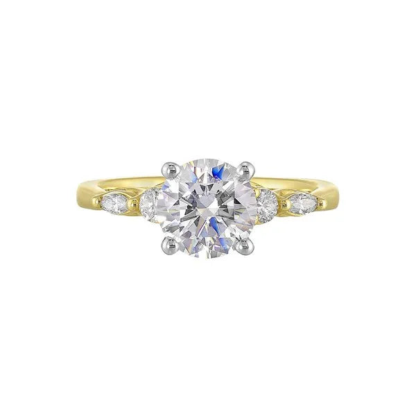 14Kt White Yellow Semi Mount 1/5Ctw For 1 1/2Ct Round Center