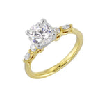 14Kt White Yellow Semi Mount 1/5Ctw For 1 1/2Ct Round Center