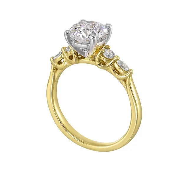 14Kt White Yellow Semi Mount 1/5Ctw For 1 1/2Ct Round Center