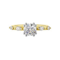 14Kt White Yellow Semi Mount 1/4Ctw For 1Ct Round Center