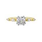 14Kt White Yellow Semi Mount 1/4Ctw For 1Ct Round Center