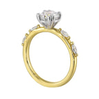 14Kt White Yellow Semi Mount 1/4Ctw For 1Ct Round Center