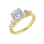 14Kt White Yellow Semi Mount 1/2Ctw For 2Ct Round Center