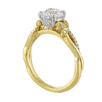 14Kt White Yellow Semi Mount 1/8Ctw For 1Ct Round Center