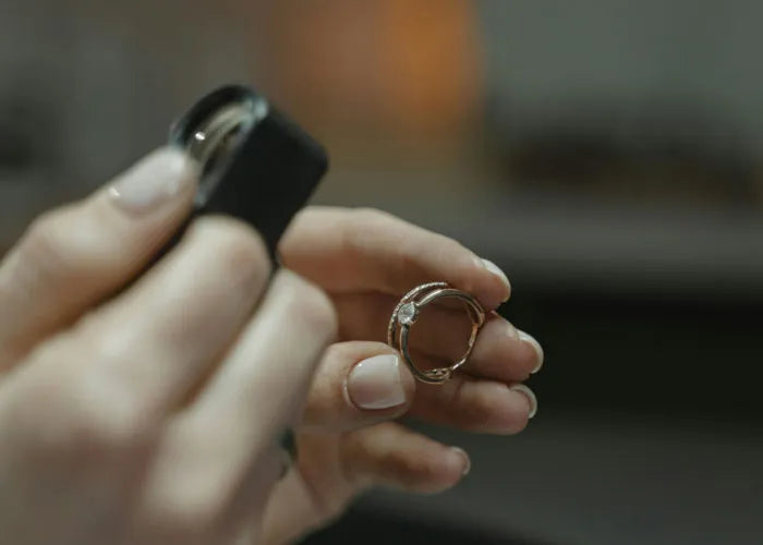 Diamond engagement ring inspection at HELMUT the Jeweler