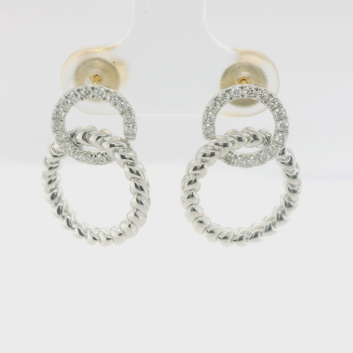 Perfect Love 0.25ct Diamond Two-Tone Circle Dangle Earrings