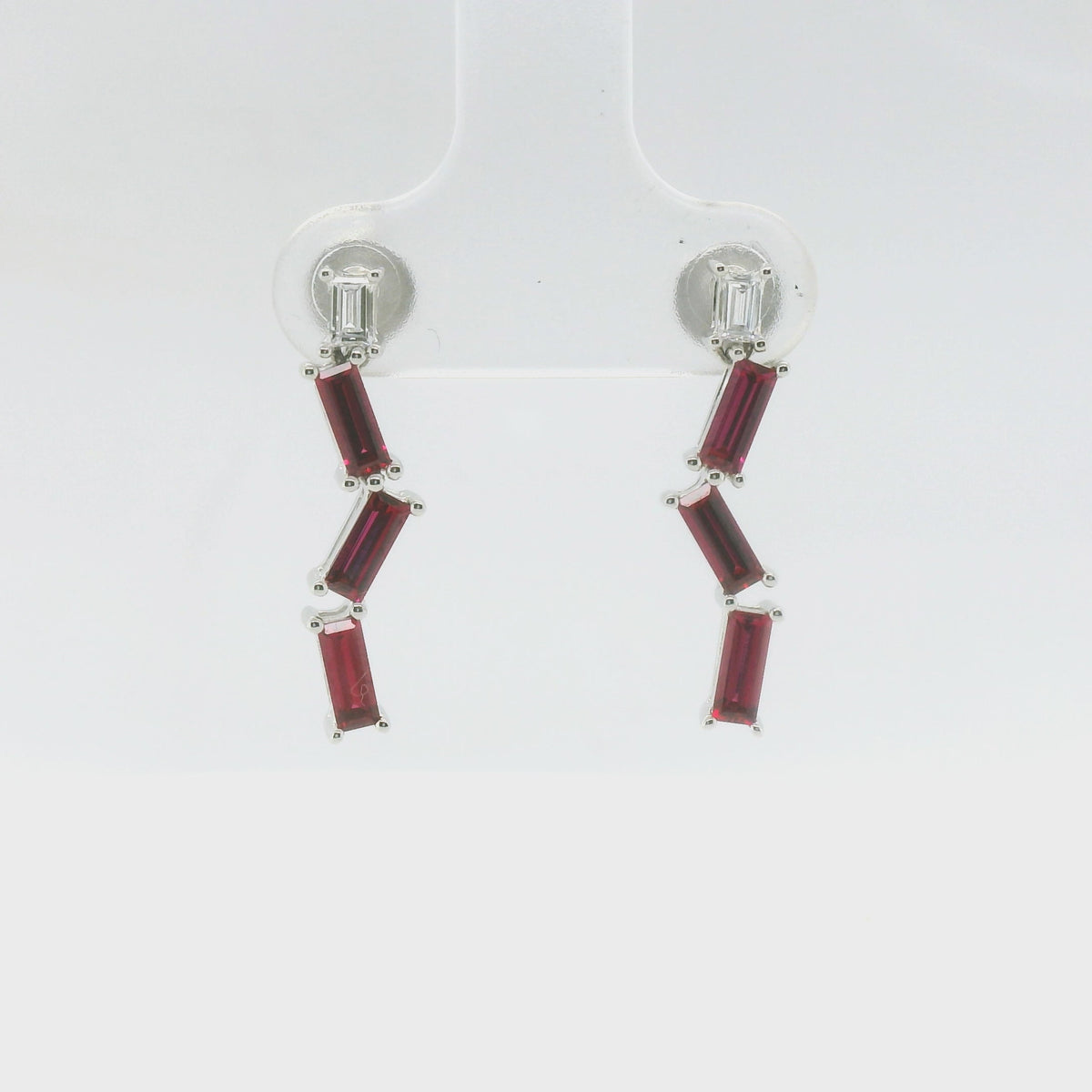 Chatham 1.02ct Lab Ruby & Diamond Baguette Earrings