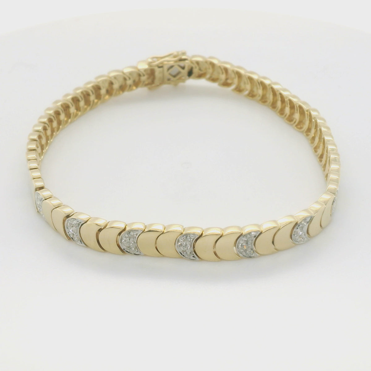 Perfect Love 0.50ct Diamond Gold Half-Moon Link Bracelet