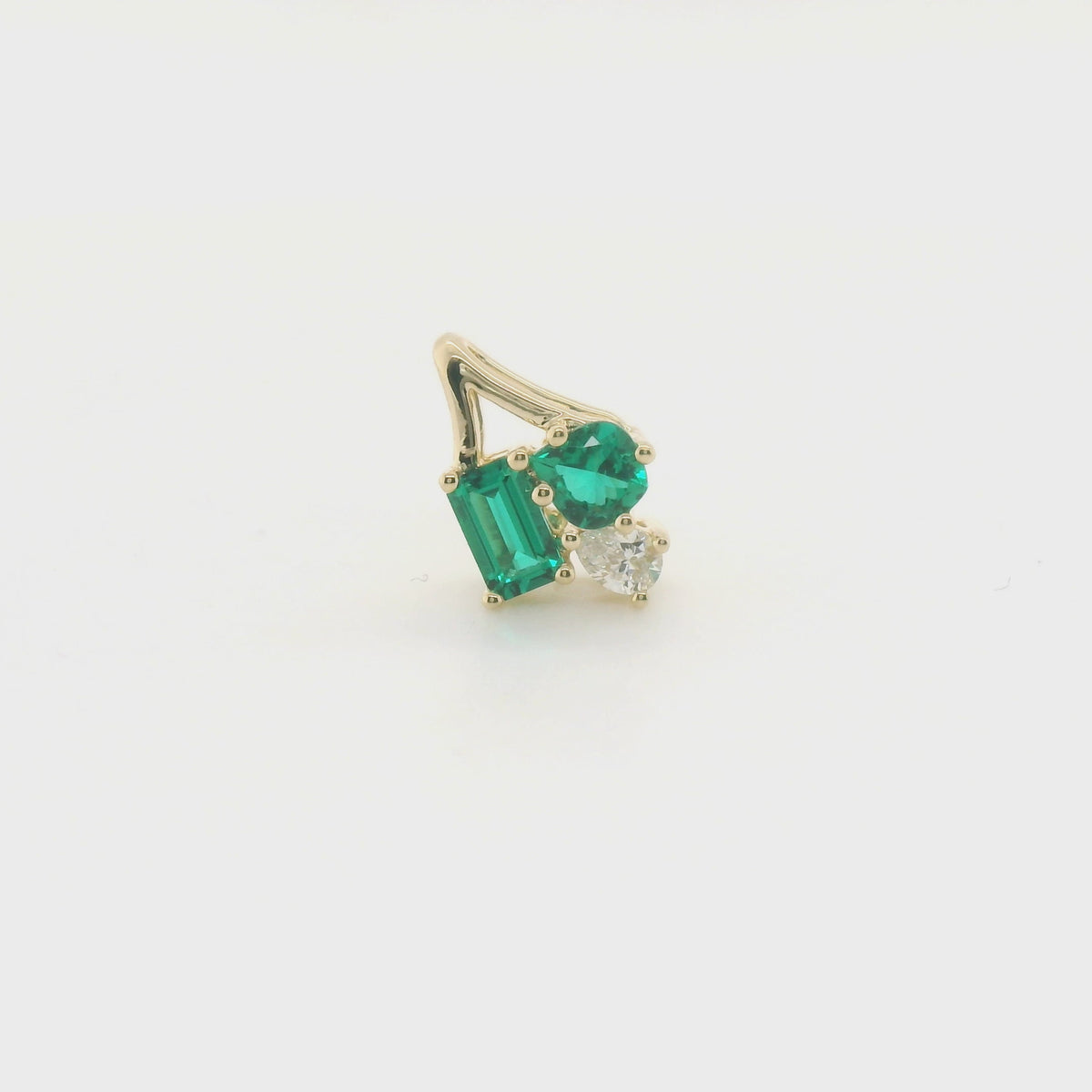 Chatham 0.37ct Lab Emerald & Diamond Pendant