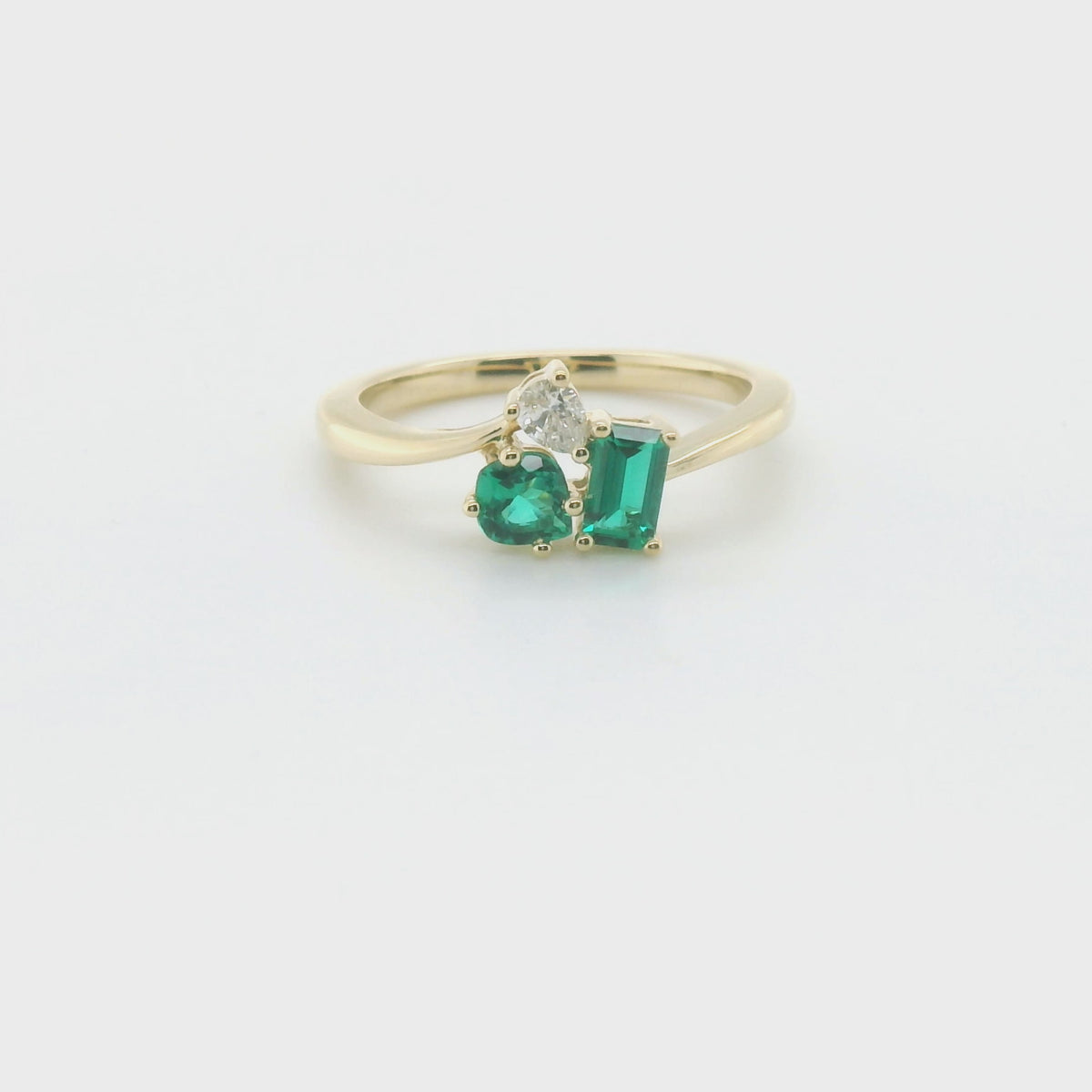 Chatham 0.36ct Lab Emerald & Diamond Ring