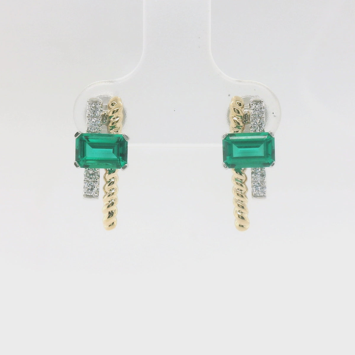 Chatham 1.04ct Lab Emerald & Diamond Studs