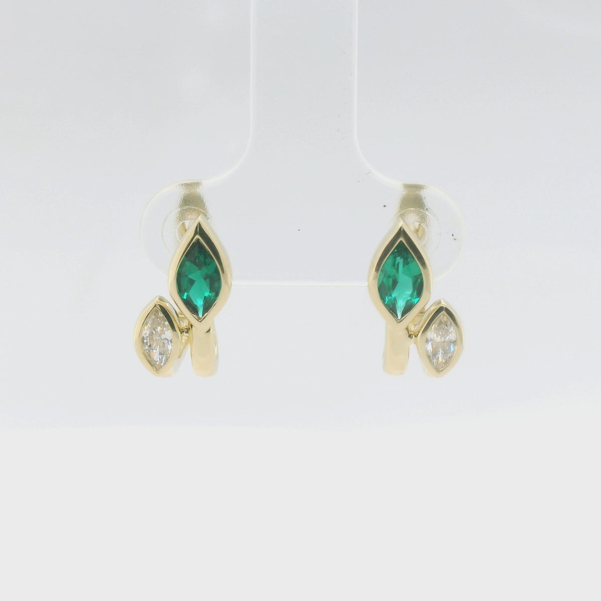 Chatham 0.50ct Lab Emerald & Diamond Huggies