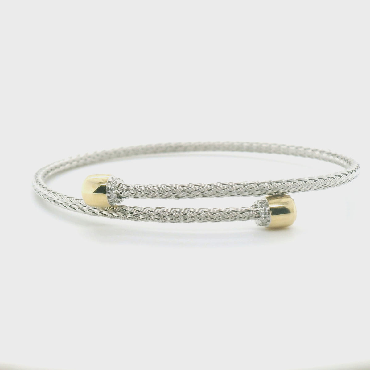 Perfect Love 0.10ct Diamond Two-Tone Silver Braided Bypass Bracelet