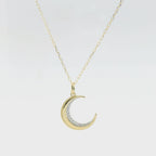 Perfect Love 0.05ctw Diamond Moon Pendant with Chain