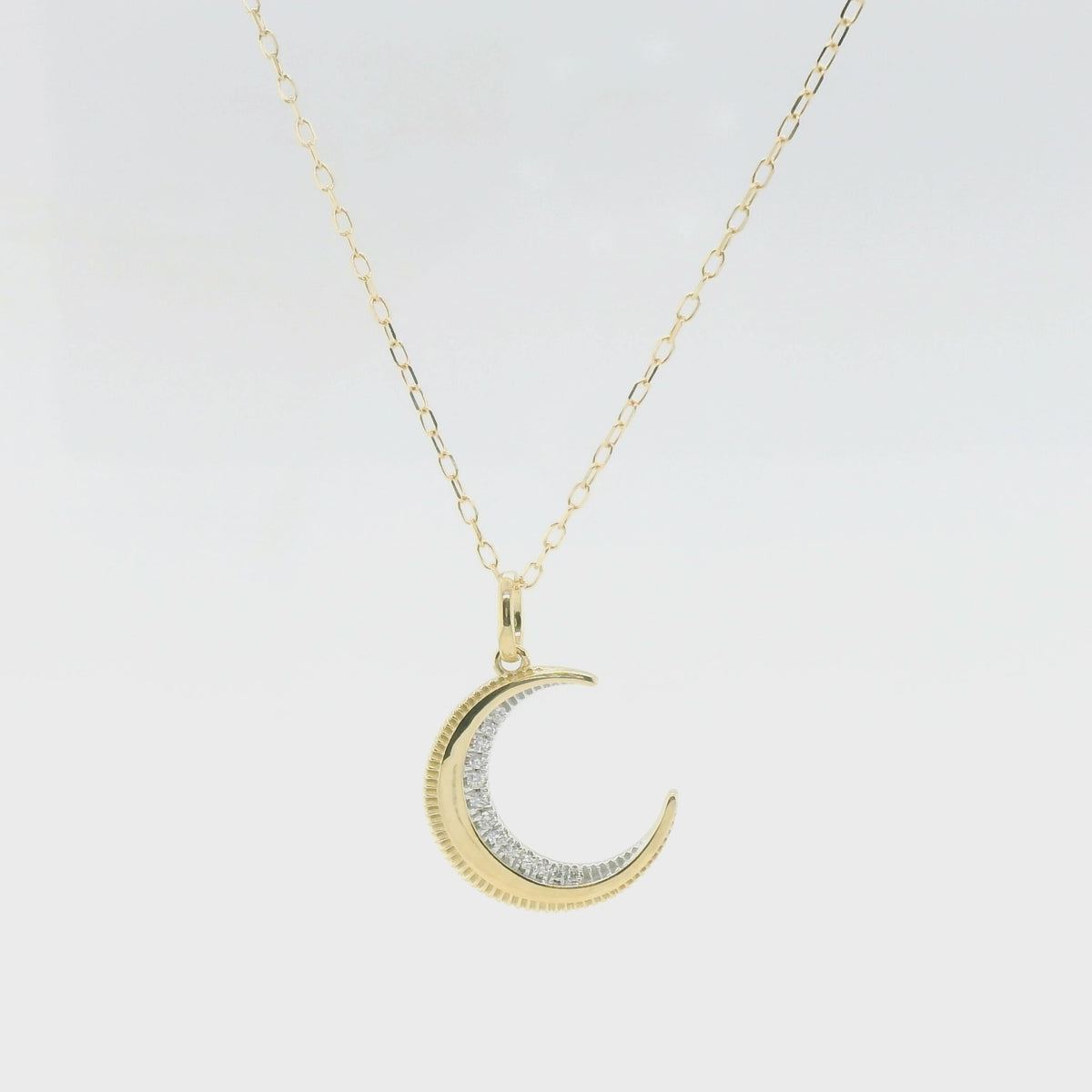 Perfect Love 0.05ctw Diamond Moon Pendant with Chain
