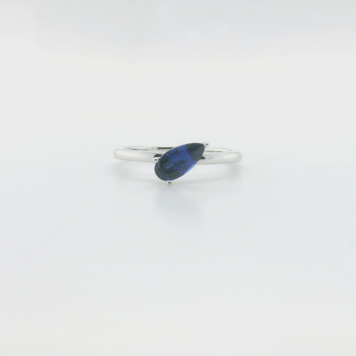 Chatham 0.83ct Pear Lab Sapphire Ring