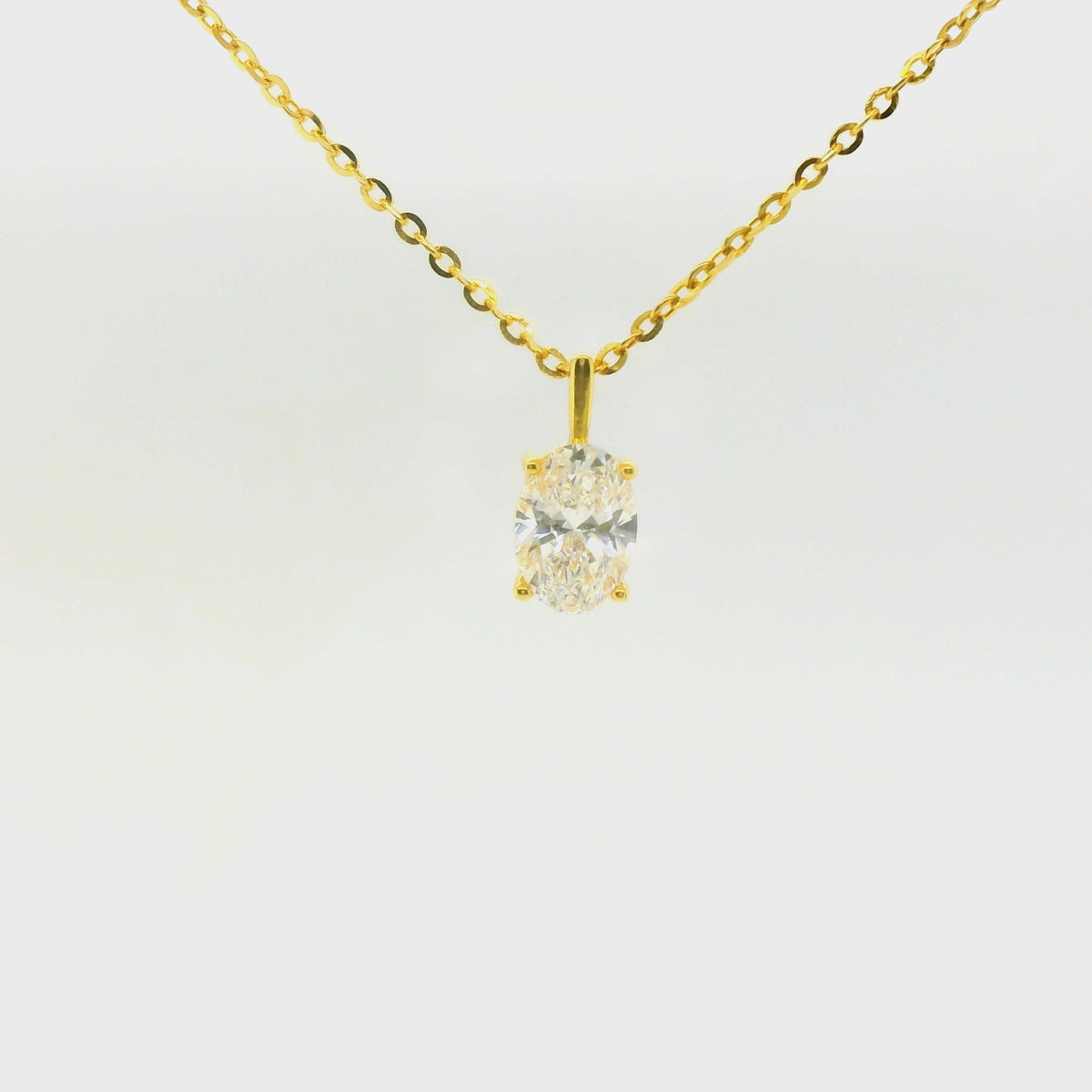 1ct Oval Lab Diamond Gold Vermeil Pendant with Chain