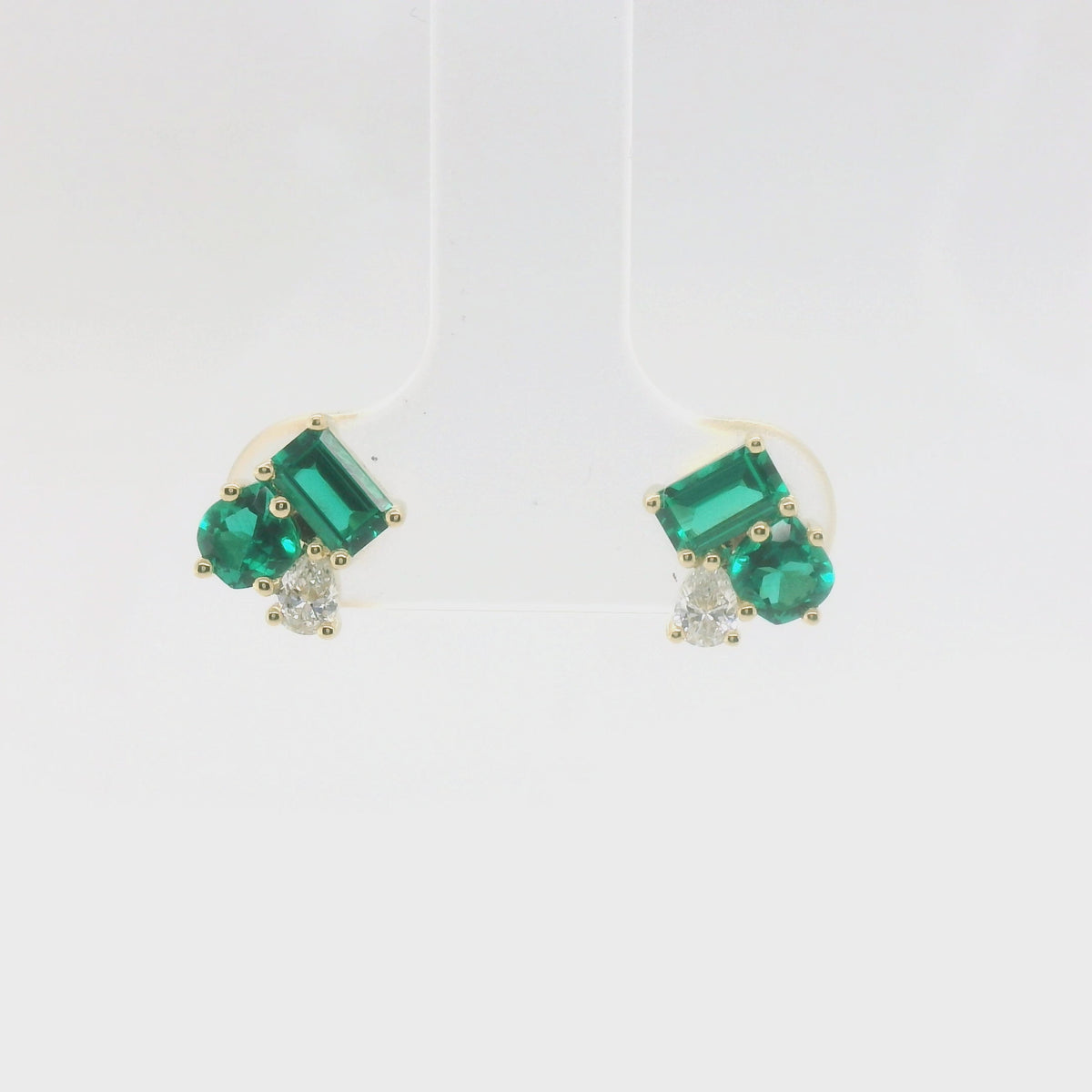 Chatham 0.89ct Lab Emerald & Diamond Studs
